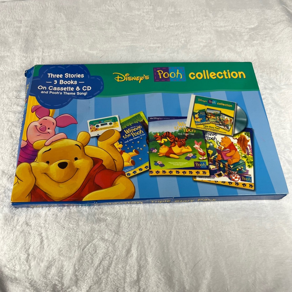 Disney Winnie the Pooh Collection TripleStory Pack 3 Books CD Cassette 2000 RARE